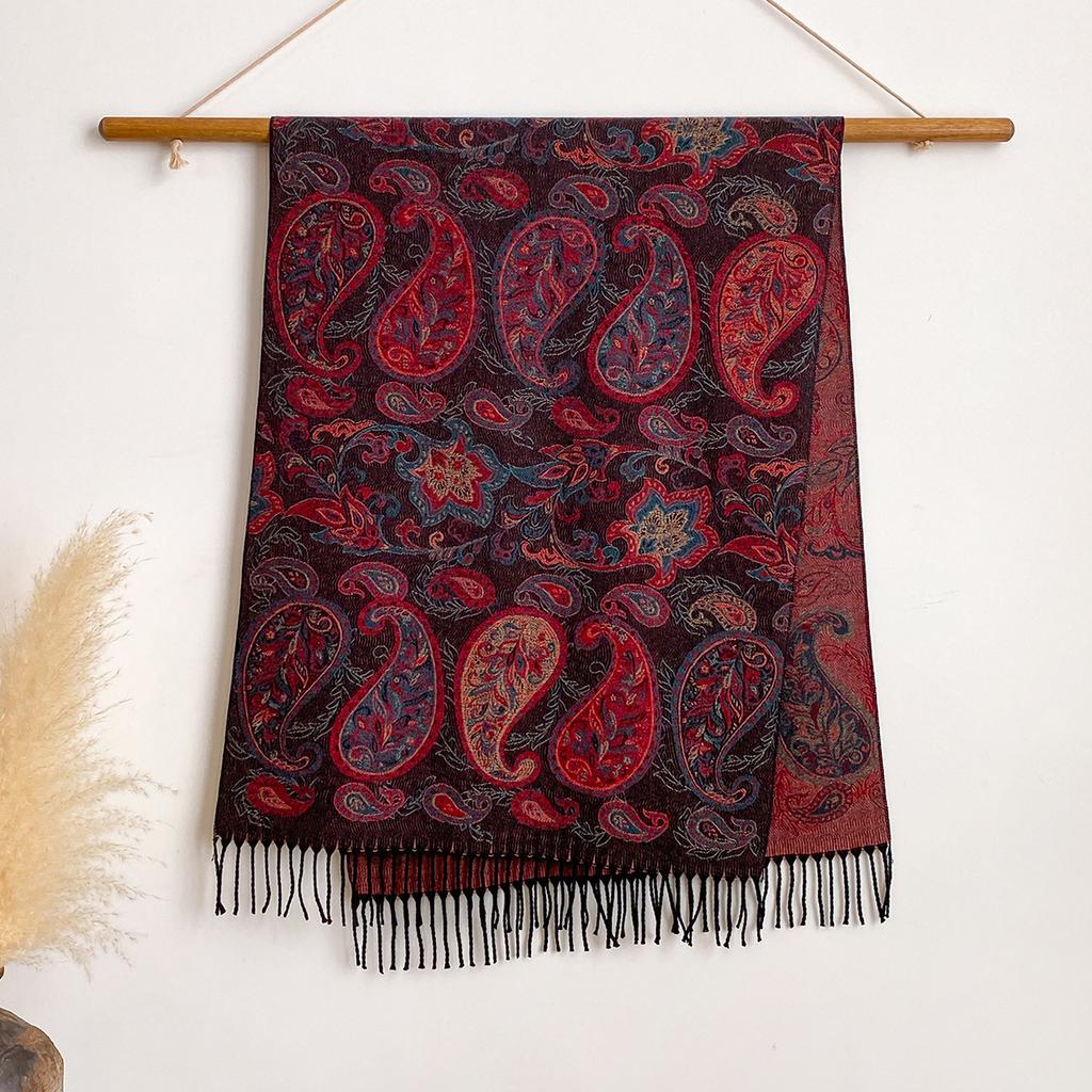 Imitation Cashmere Jacquard Ethnic Style Cashew Flower Shawl With Female Travel Vacation Photo Scarf To Keep Warm