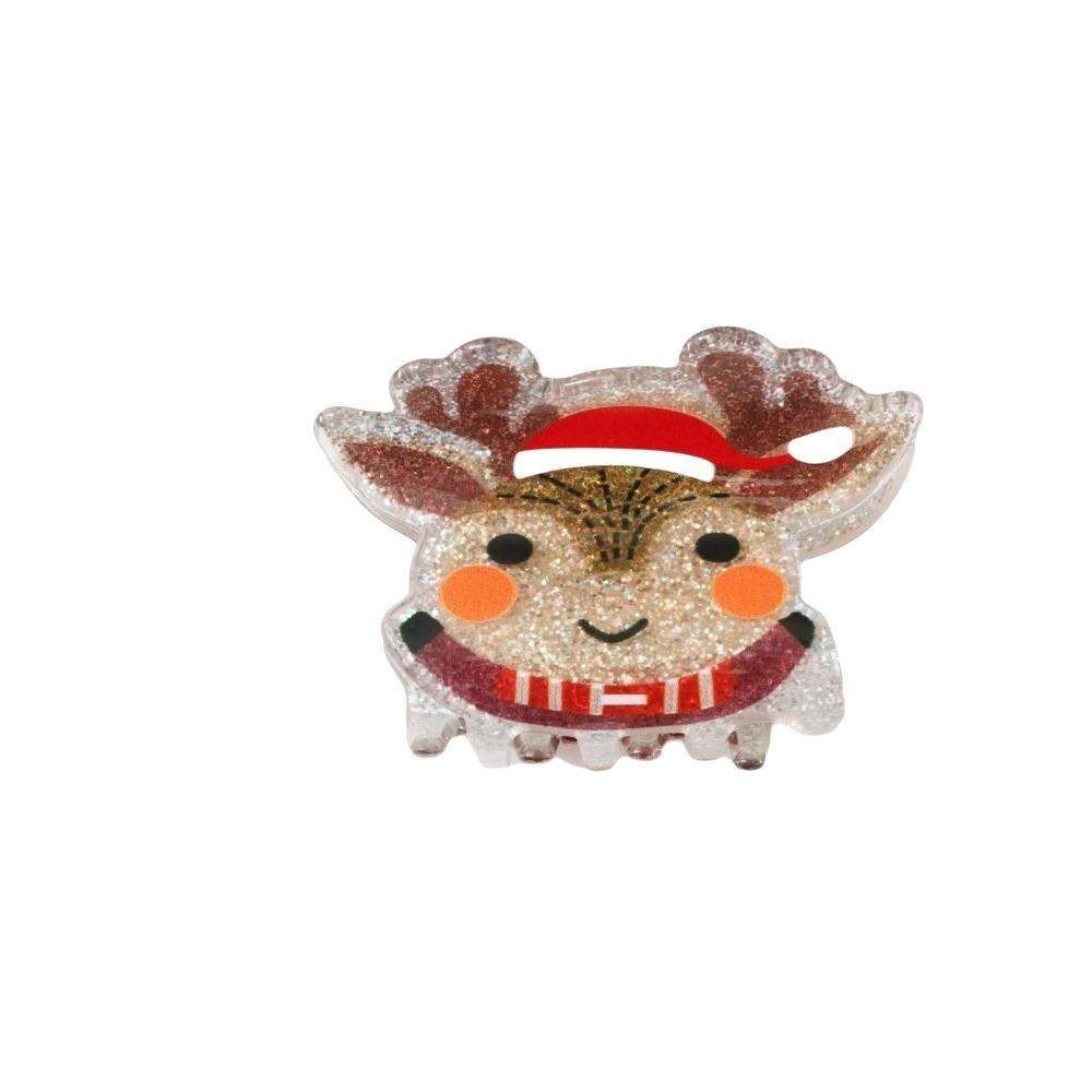 Elk Santa Claus Shark Clip Acrylic Cartoon Hair Grab Clip Fashion Christmas Tree Hair Claw Girl