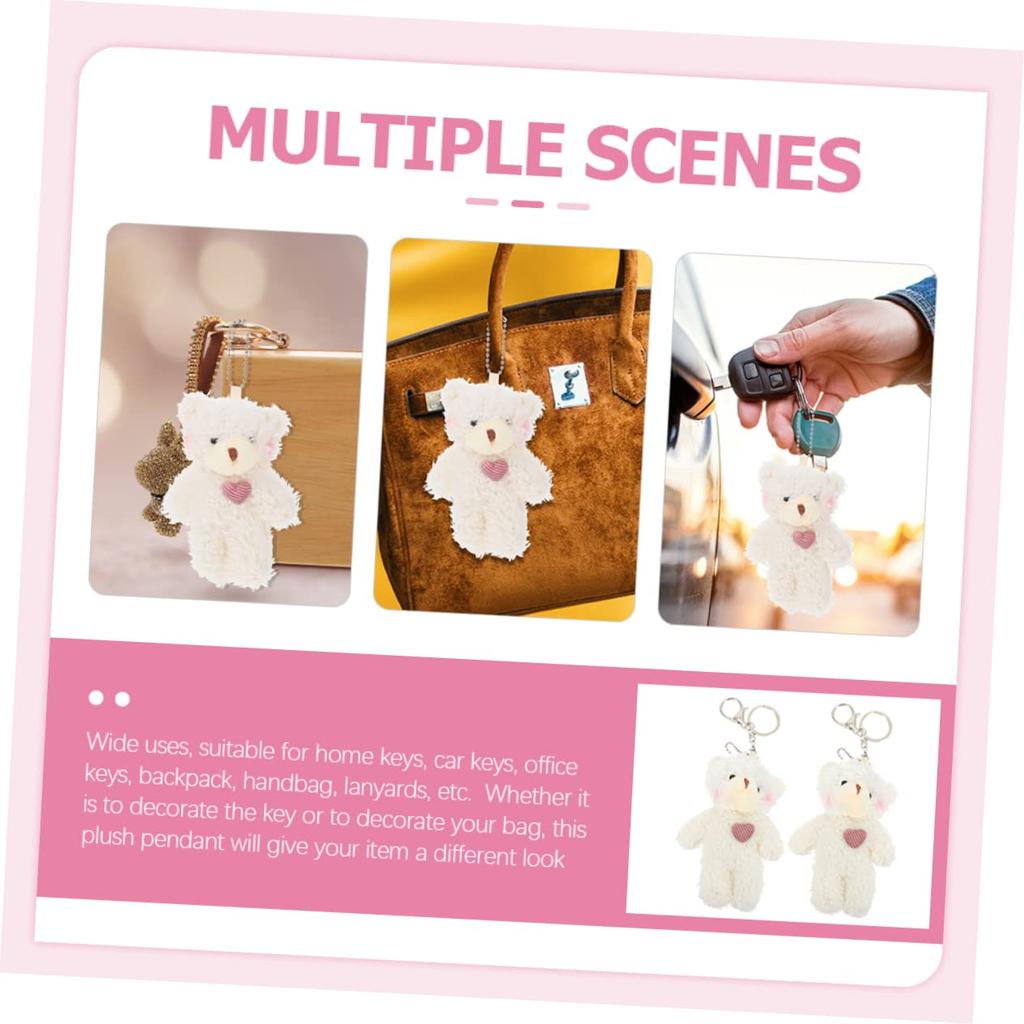EXCEART Set of 2 Fluffy Bear Plush Hanging Ornaments for Bags Cute Animal Lightweight Soft Cute Keychains Keychains, & Backpacks, Pendants, Material,