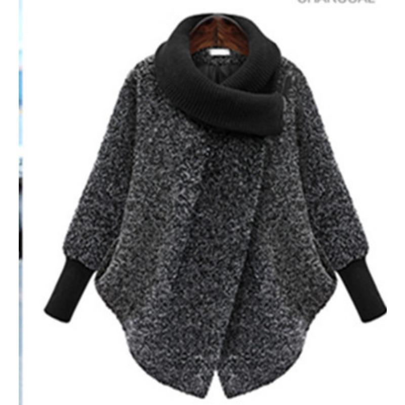 

Новое осенне-зимнее шерстяное пальто с высоким воротником для женщин, свободное шерстяное пальто 4XL серый