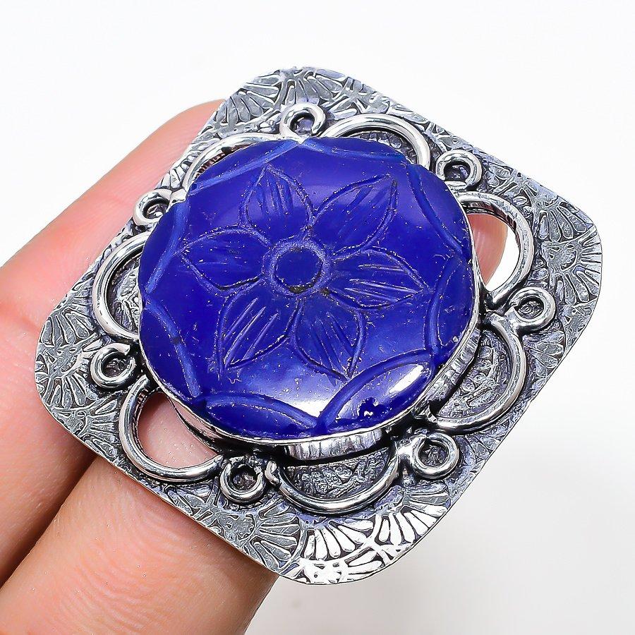 

Natural Blue Chalcedony Gemstone 925 Sterling Silver Gift Ring Size 11 h4O20
