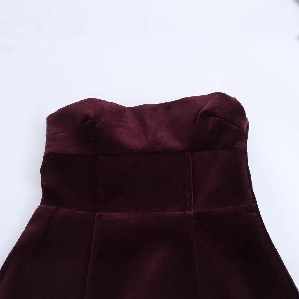 Spicy American Velvet Strapless A-line Short Dress