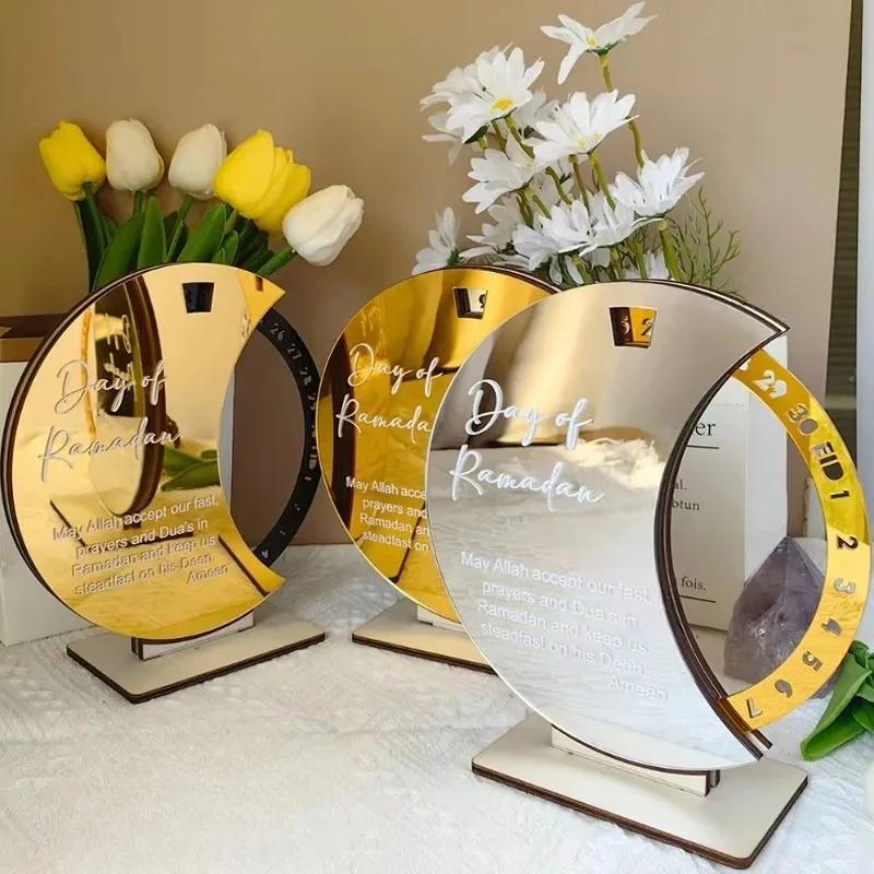 Elegant Acrylic Ramadan Advent Countdown Calendar Sturdy Rotating Build 30 Day Tracker for Eid Celebration Living Room Office