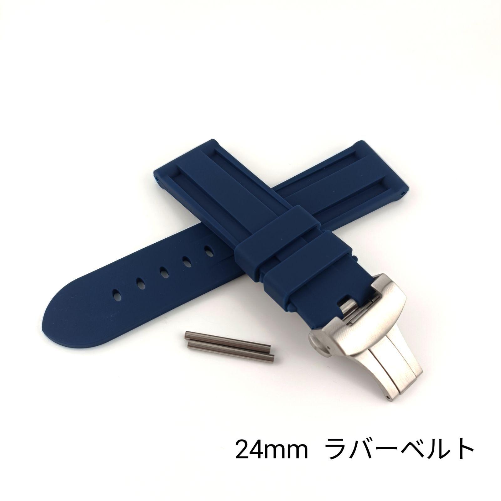 Used 24mm Pipe Tube Included Watch Silicone Rubber Strap Navy Blue D Buckle [Compatible with] Panerai