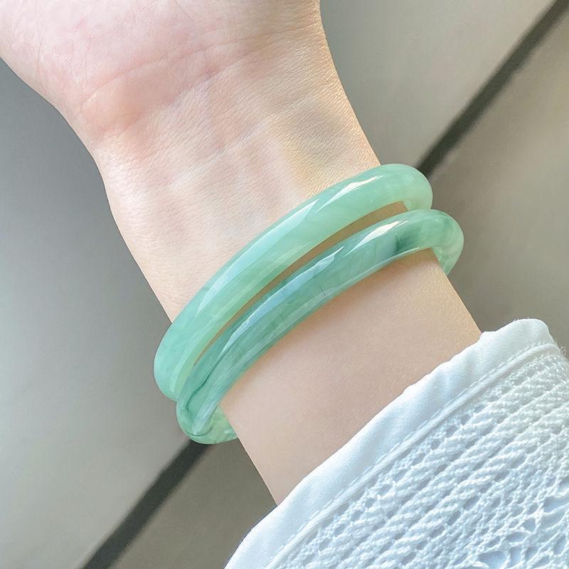 10mm Taro Paste Round Bar Thick Tianshan Jade Bracelet, New Chinese Qipao Style, Imperial Concubine National Style for Women