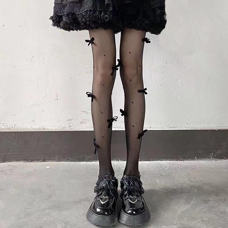 Lolita Sokker Kvinner Sexy Blonder Strømper Lårhøye Sokker Nylon Lange Sokker Strømpebukser Anime Sløyfe Strømper Høy Kvalitet