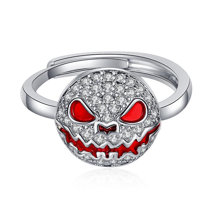 

European Hot-Selling Hip Hop Rhinestone Expression Necklace & Ring Set for Halloween