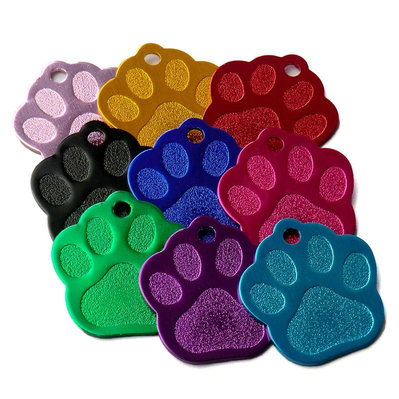 100Pcs Paw Pet Dog ID Tag Custom Engraved Name Plate Phone Dogs ID Tags Personalized Aluminum Pet Pendant Key Chain