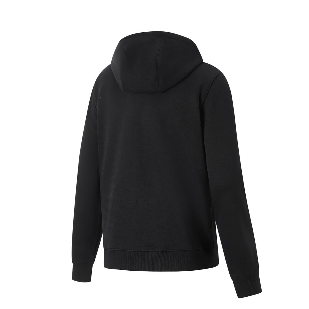 Li Ning Fitness Series Hooded Zipper Solid Color Fleece Warm Long Sleeve Sweatshirt Women sweatshirt Black AWDU632-6