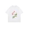 Oversized T Shirt Black Floral Print With White And Pink Roses And Green Leaves Casual Wear For Women Summer Outfit Fashion Streetwear Style