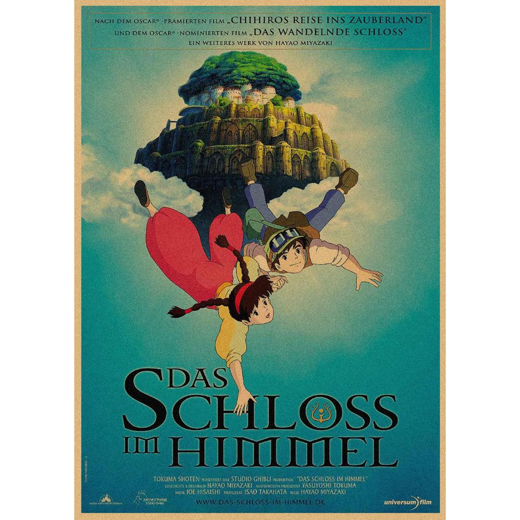 Poster da Parete in Carta Kraft Retrò: Laputa: Laputa: Castello nel cielo di Hayao Miyazaki