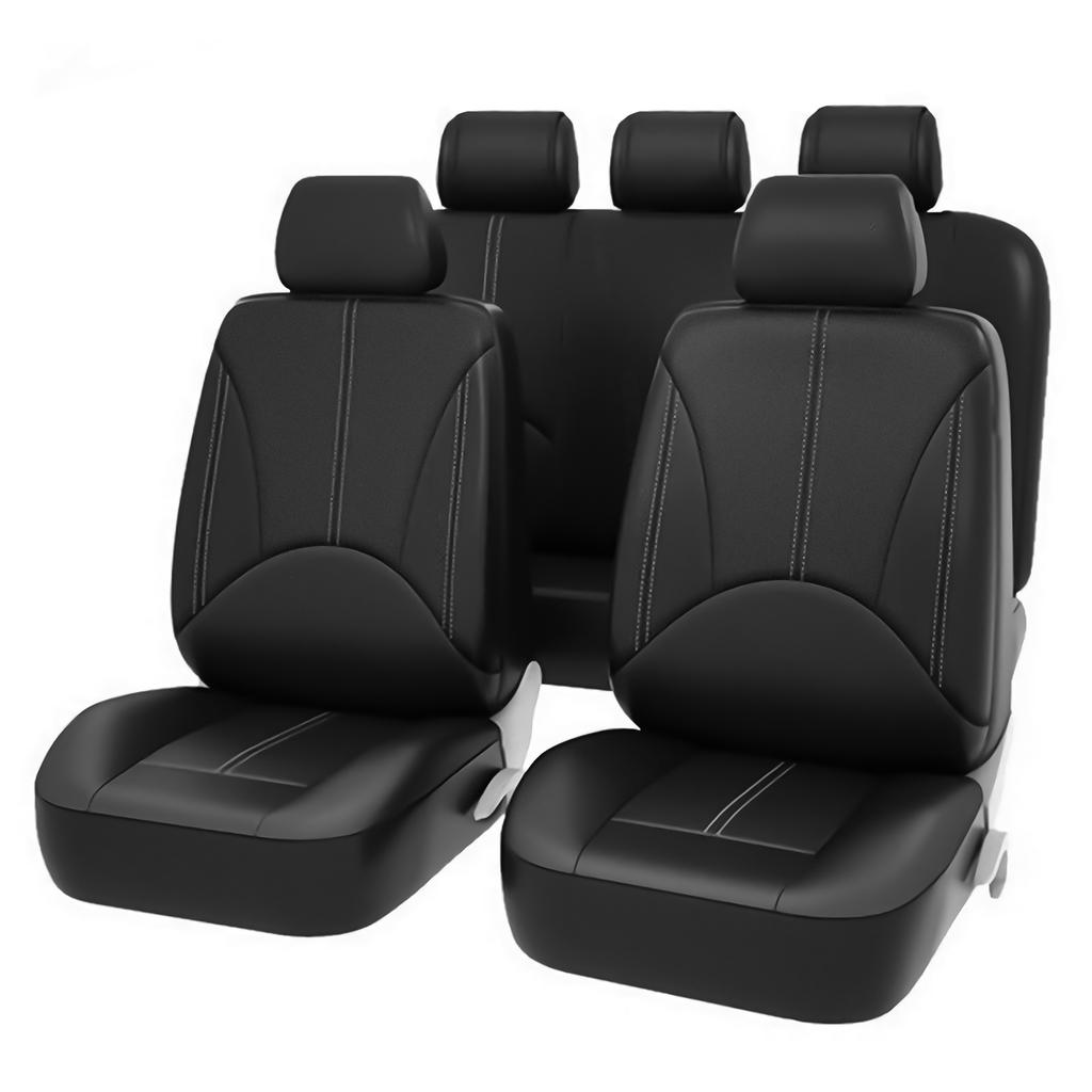 9pcs/4pcs Set Car Seat Cover Universal Leather Black Seat Protector Cover Complete Set of All Seasons Car Interior Accessories