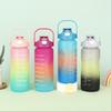 Water Bottle New Gradual Change Color Frosted Plastic Cup Three-piece Set Outdoor Portable Accompanying Cup Large Capacity Sports Kettle