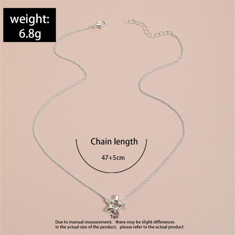 Charm Fashion Irregularly Shaped Hollow Pentagram Pendant Necklace for Women Simple Daily Wear Star Collar Chain Jewelry Gifts
