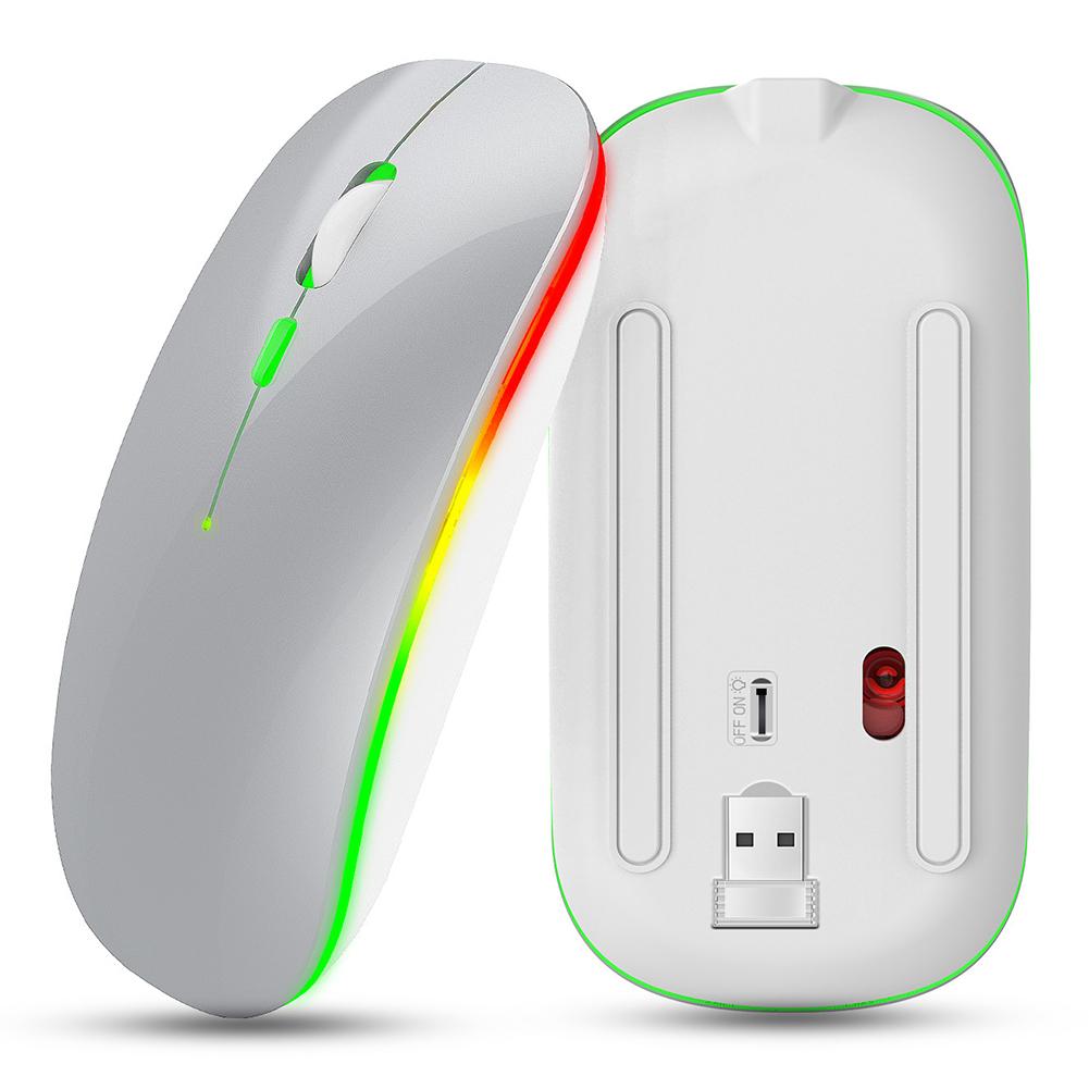 Wireless Mouse 2.4G Rechargeable USB Wireless Gaming Mouse with LED Colorful Light