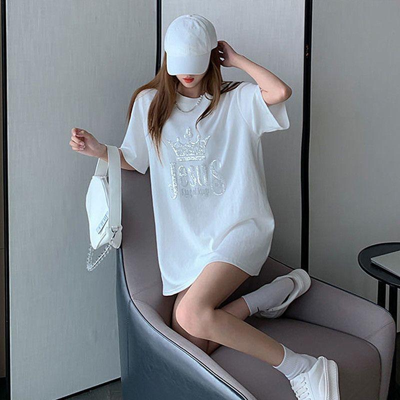 

Summer New Arrival Slim Looking Loose Sequins Tops T-Shirt White XXXL (77.50 kg-82.50 kg