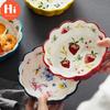 Hi Nordic Simple Hand Painted Ceramic Salad Cake Bowl Colorful Porcelain Soup Fruit Bowl Lace Rice Dessert Snack Bowl Tableware