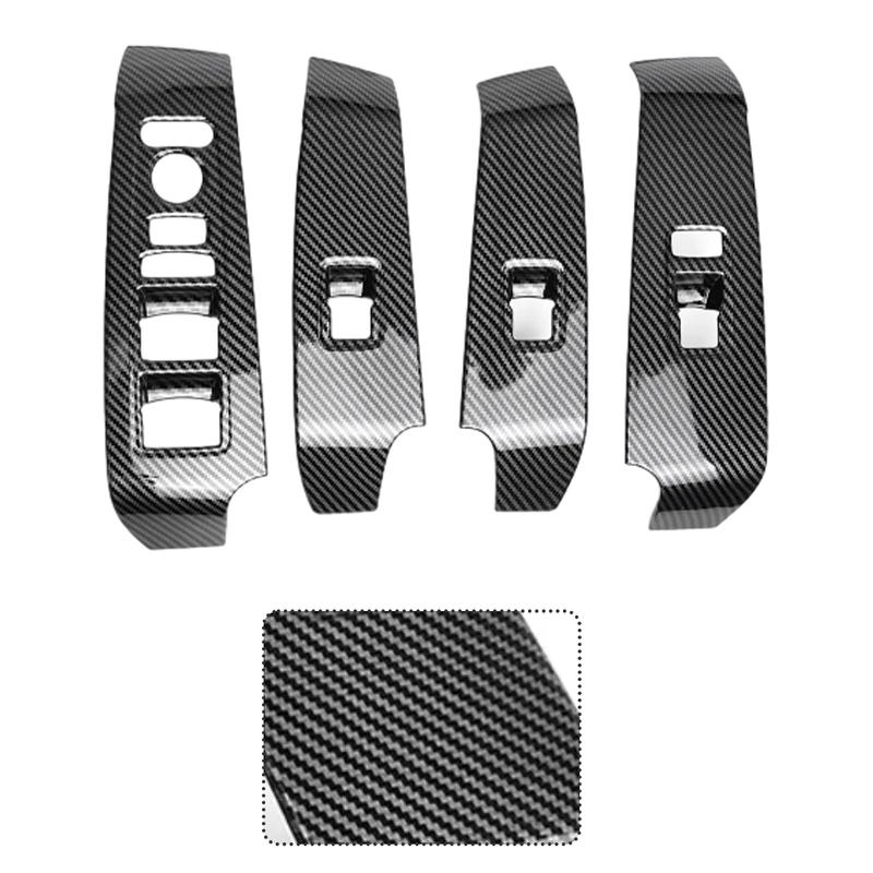 4pcs New ABS Carbon Fiber style Window Switch Panel Frame Cover For Honda Civic 11th - LHD/ RHD decoration Accessories