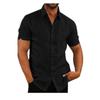Sommer-Herrenmode-Kurzarmhemd, einfarbiges Business-Casual-Knopf-Leinenhemd