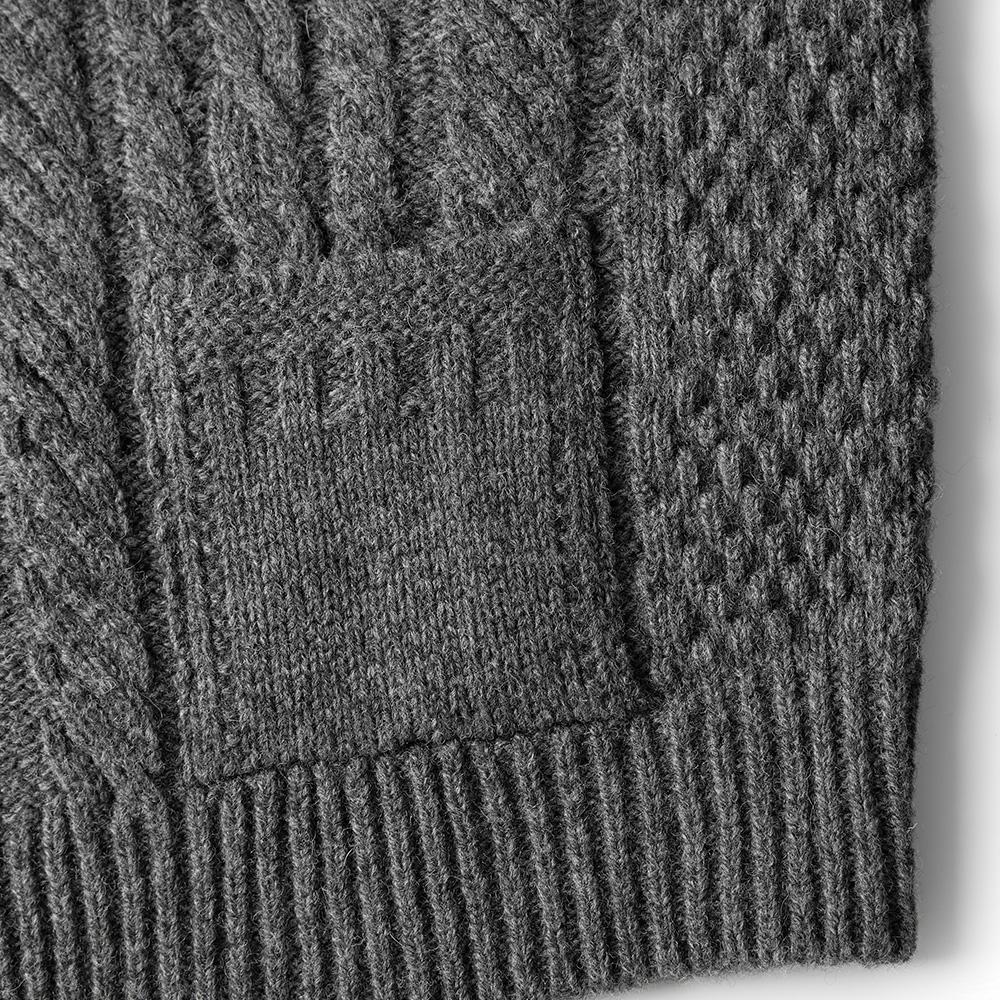 Geonjiulleunseu Shetland Wool Aran Pocket Sweater - Grey