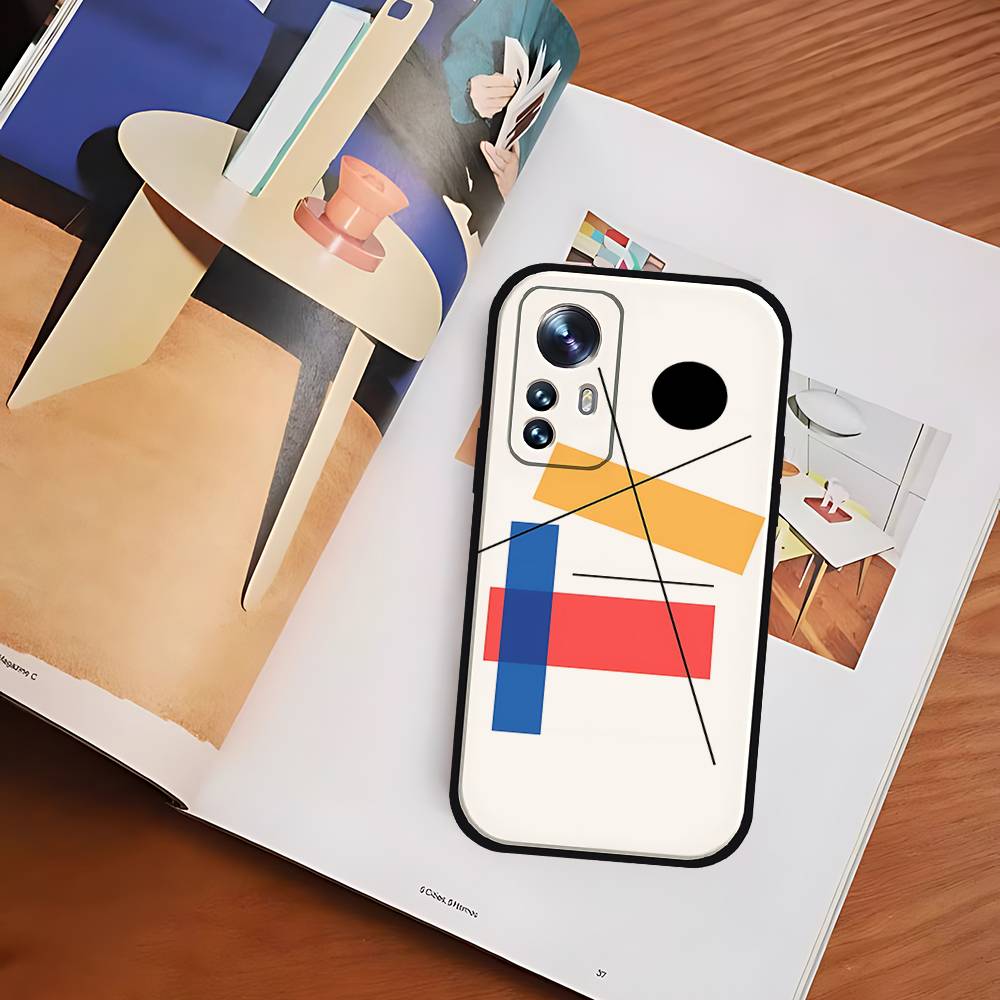 

P-Patron Abstracto Piet Black Shockproof Phone Case Snug Fit For Xiaomi 12,11,12S Ultra & Redmi Note 11,10T,9,9A,8Pro,8T,5G RedmiNote10 5G