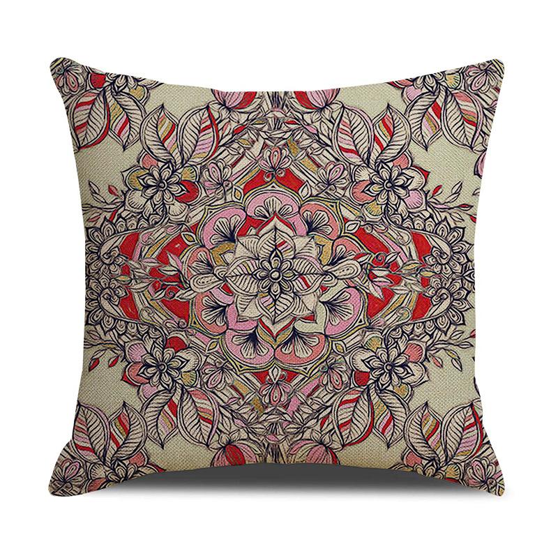 Retro Pattern Printed Cushion Pillow Cover Sofa Side Sleeping Household Products Linen Cushion Geometric Pattern