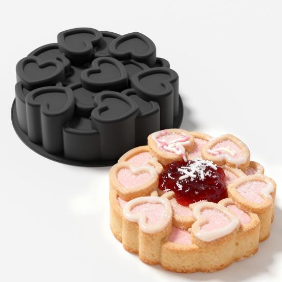 Silicone Cake Mold Flexible Food Grade Baking Mold for Oven And Freezer Non-Stick Heart Shape Dessert Mold for Mousse Cookies Jelly