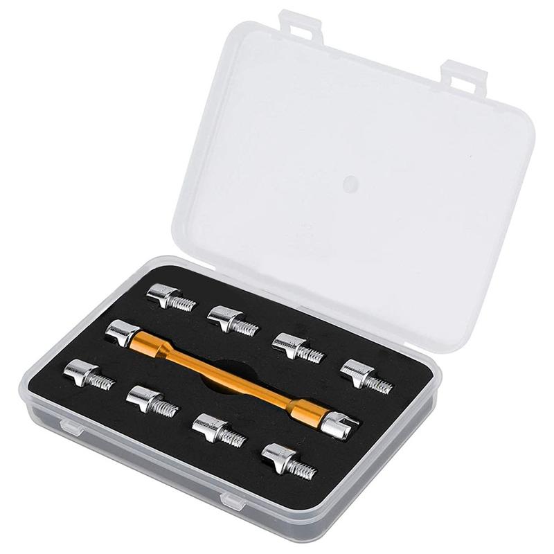For Most Motorbike Tire Repair Wrench Motorcycle Handle Spoke Wrench CNC Spanner Set 5.0-6.8 Length 93Mm/3.7In Gold