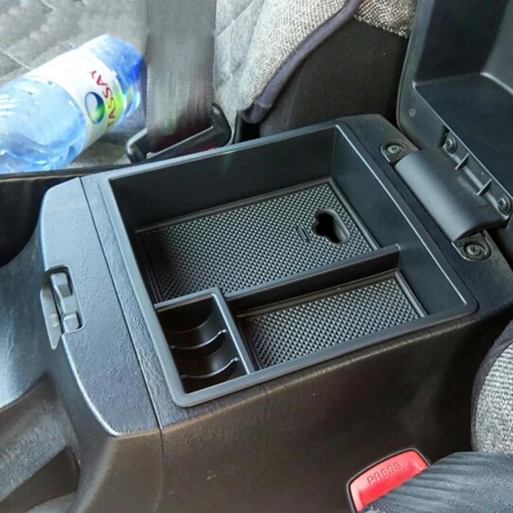 For Toyota Hilux Vigo Fortuner Innova 2004 - 2014 Car Armrest Storage Box ABS+Rubber Pad Accessories