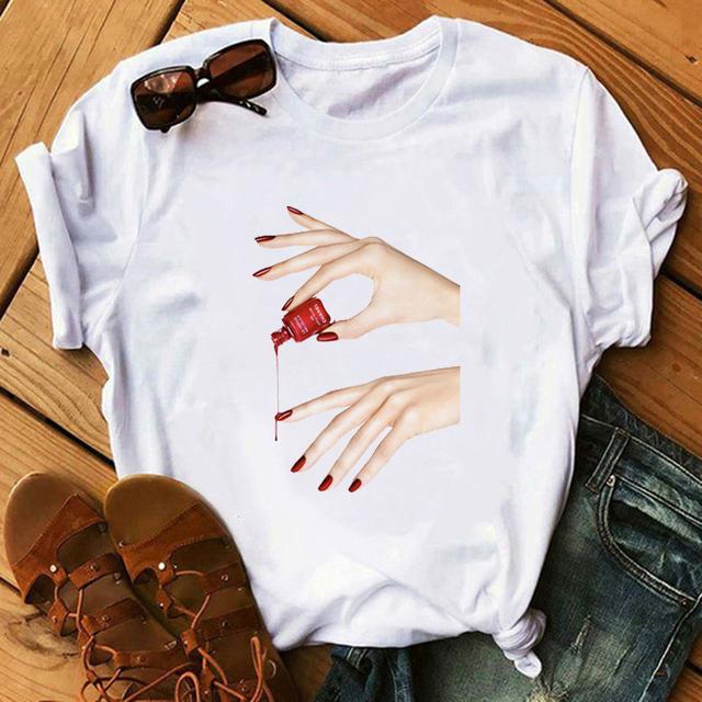Maycaur Nuova Maglietta da Donna Estiva con Stampa 3D Smalto Colorato per Unghie Maglietta Femme Tumblr Top Maglietta Casual Abbigliamento Femminile Top