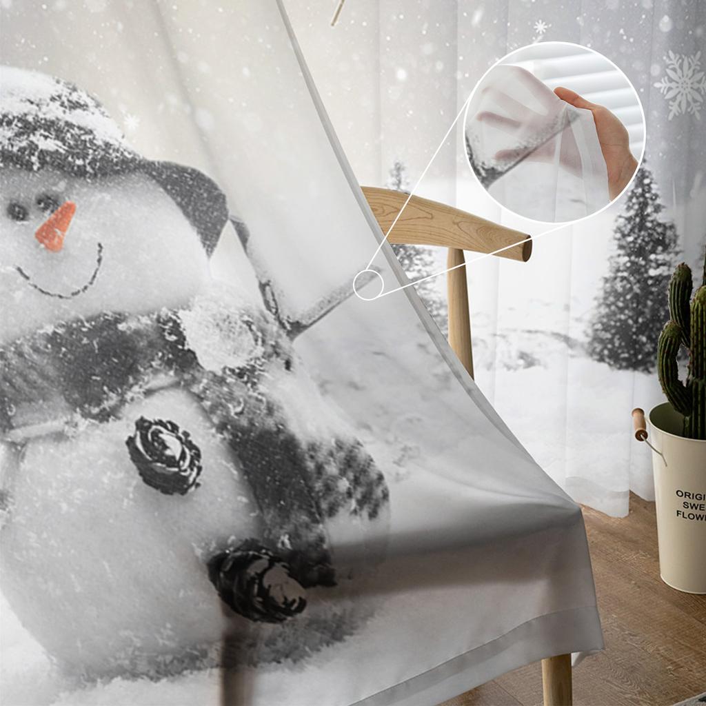 Weihnachten Winter Schneemann Schneeflocken Gardinen Weihnachten Home Dekorationen Fenster Tüll Vorhänge Für Wohnzimmer Schlafzimmer
