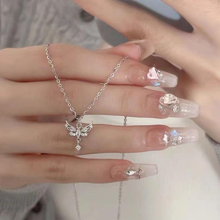 Love Butterfly Wings S999 Sterling Silver Tassel Clavicle Necklace - High-End Light Luxury, Versatile Women's Jewelry