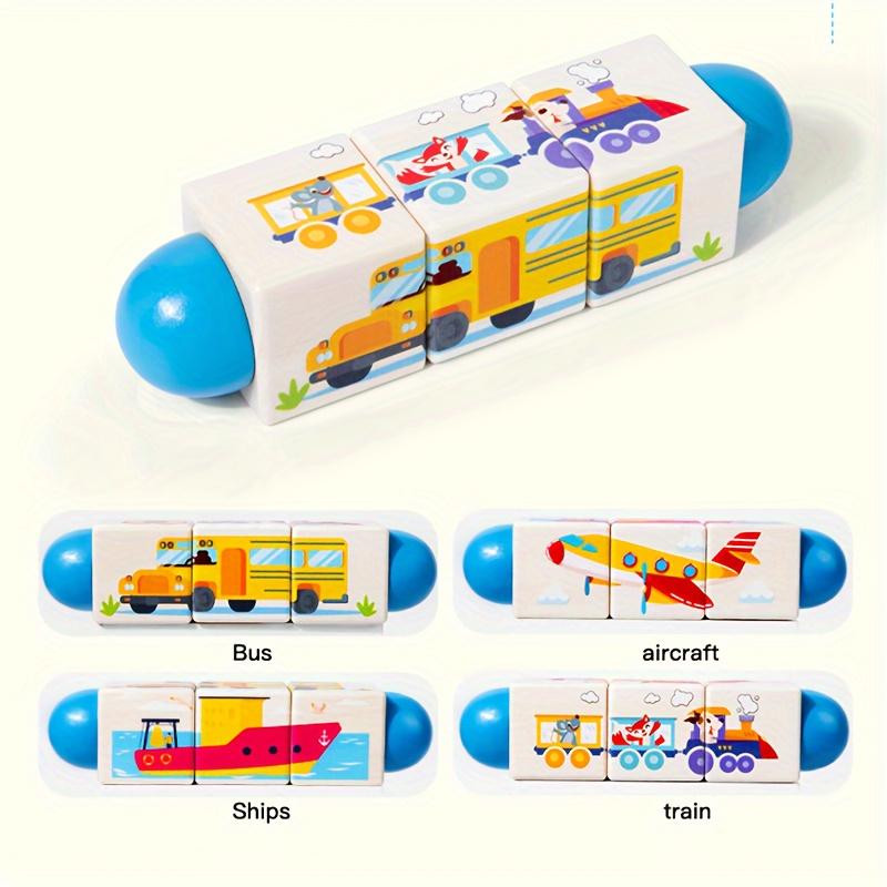 

Деревянные кубики-головоломки для малышей, развивающая игрушка для раннего обучения, с формами животных, фруктов и транспортных средств, для когнитивного развития Transportation