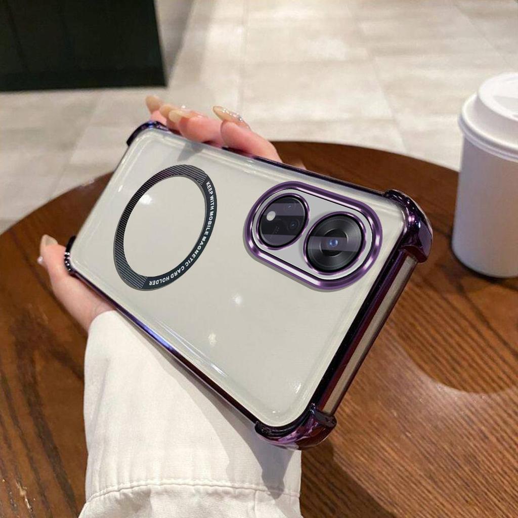 Case for OPPO Reno8 T 5G Clear Magnetic Casing Electroplated Lens Frame Phone Cover