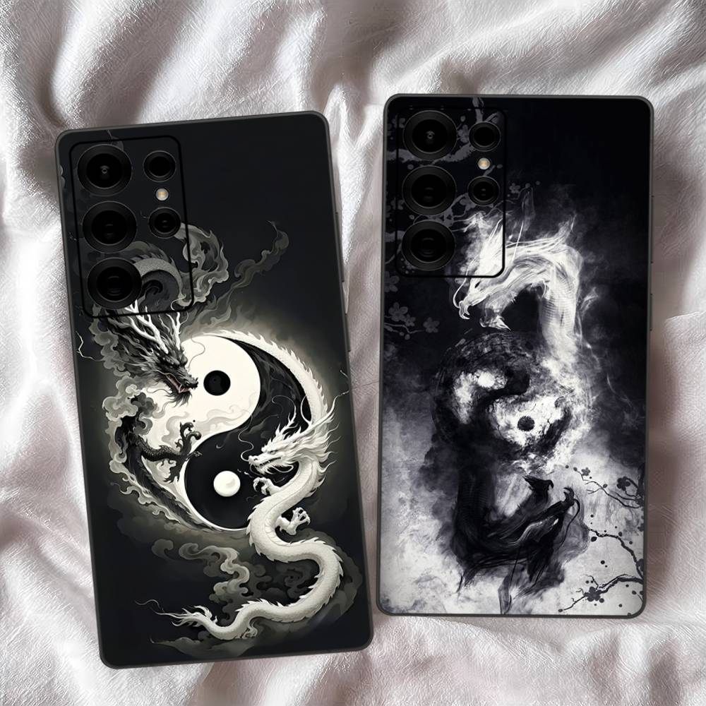 Japanese Art Dragon Yin Yang Phone Case For Samsung S 24 fe 25 Ultra plus 20 lite 21 30 22 23 24 22 Ultra 5G Fundas