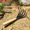Multipurpose Five-Tine Rake for Soil Loosening, Beachcombing, Agriculture, Grass, Leaves, and Seafood Digging