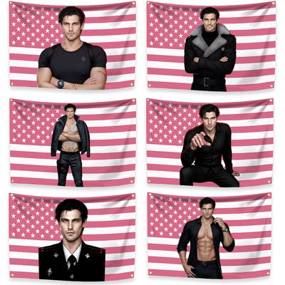 Romance Clubs Dmitry American Flag Four Holes Polyester Digital Prints Tapestry Game Outdoor Indoor Decoration Room Garage Garde