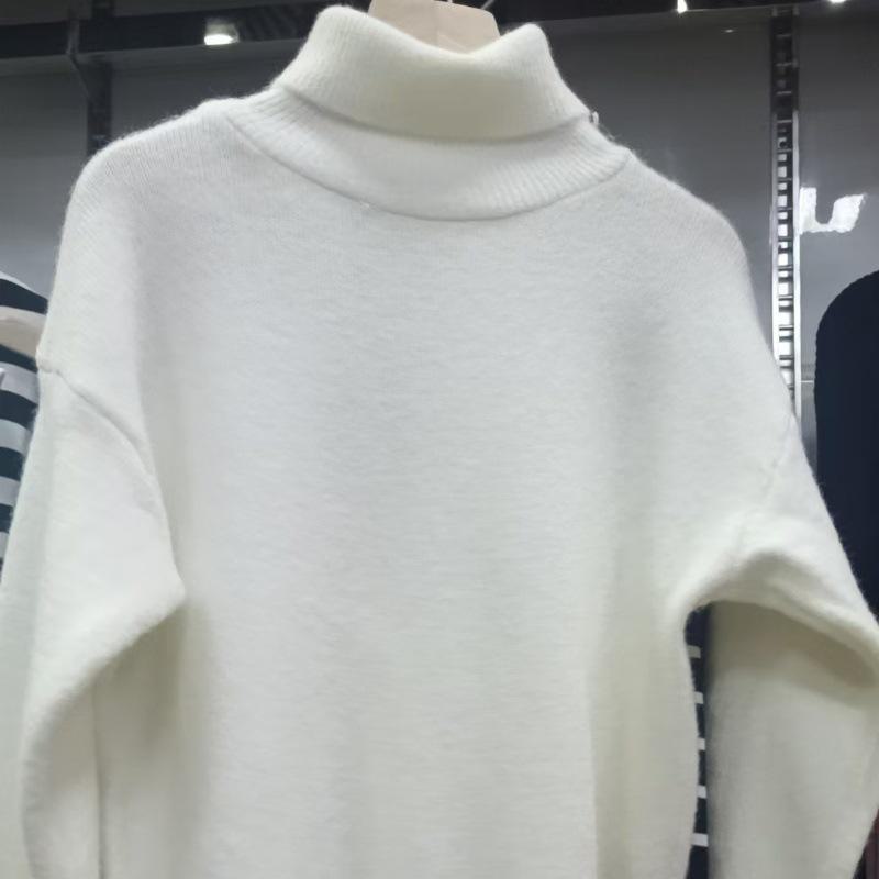 Pulover din tricot gros pentru femei cu guler înalt european și american - modă versatilă, confortabilă de toamnă/iarnă.