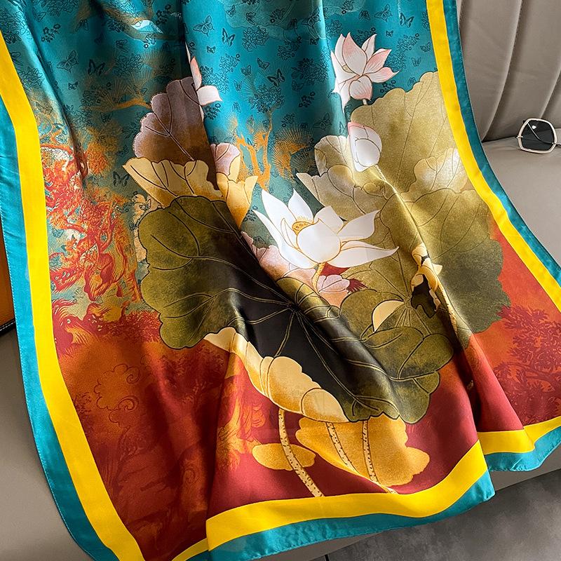 Spring Scarf Women's Luxury Design Polyester Material Smooth Scarf Soft Shawl Beach