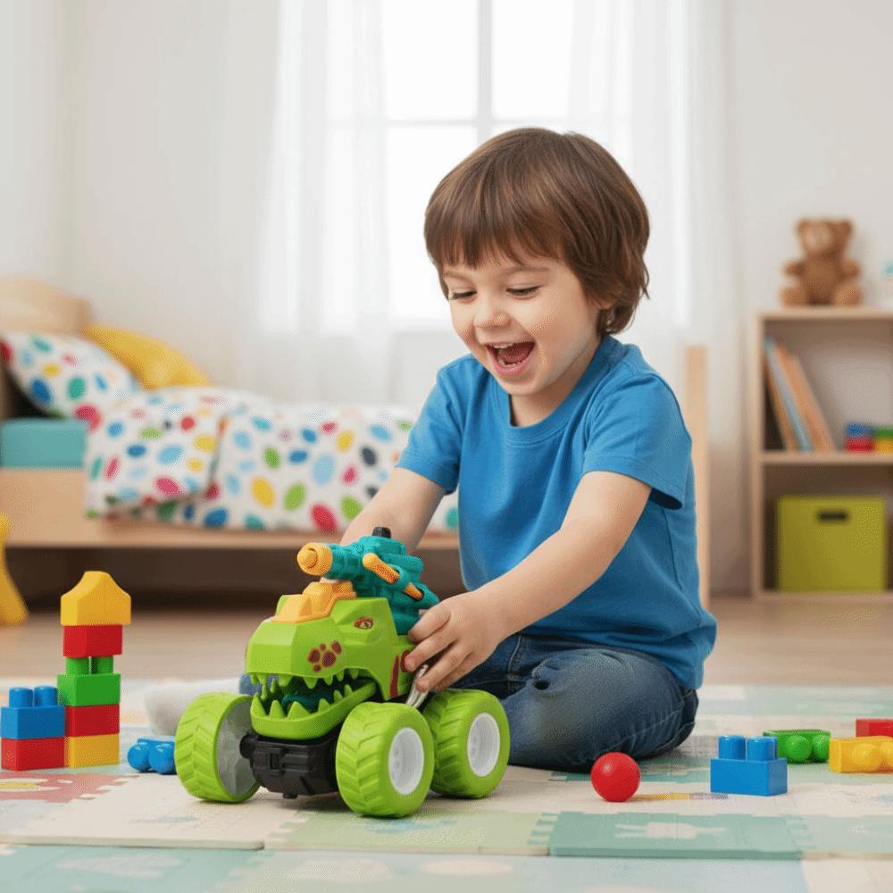 Inertial Sliding Dinosaur Car Toy Cartoon Design Deformation Car Toy Action Collision Toy  Kids Toy