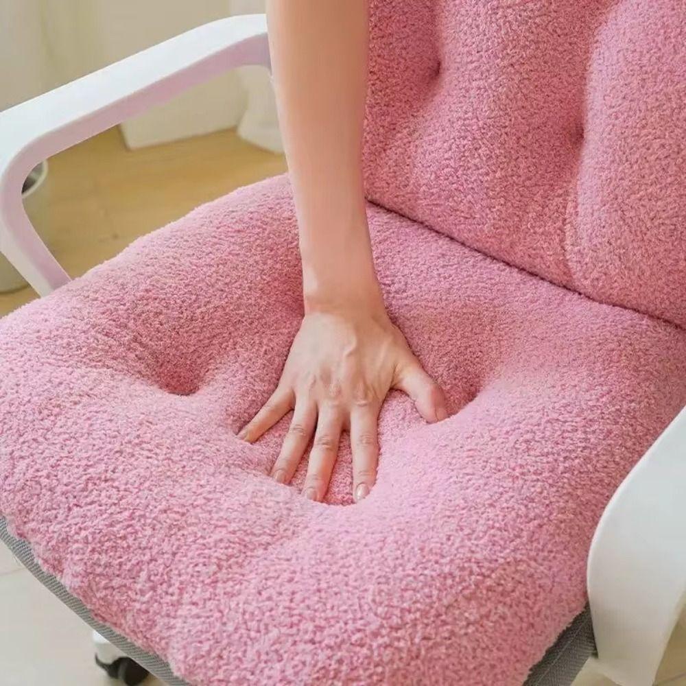 Integrated with Back Support Chair Cushion Soft High Elasticity Ergonomic Seat Pad Anti-Slip Office Chair Pad Home Office Use