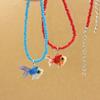 Y2K Resin Goldfish Pendant Necklace for Women Fashion Egirl Beaded Clavicle Chain Fashion Jewelry Valentines Day Gifts
