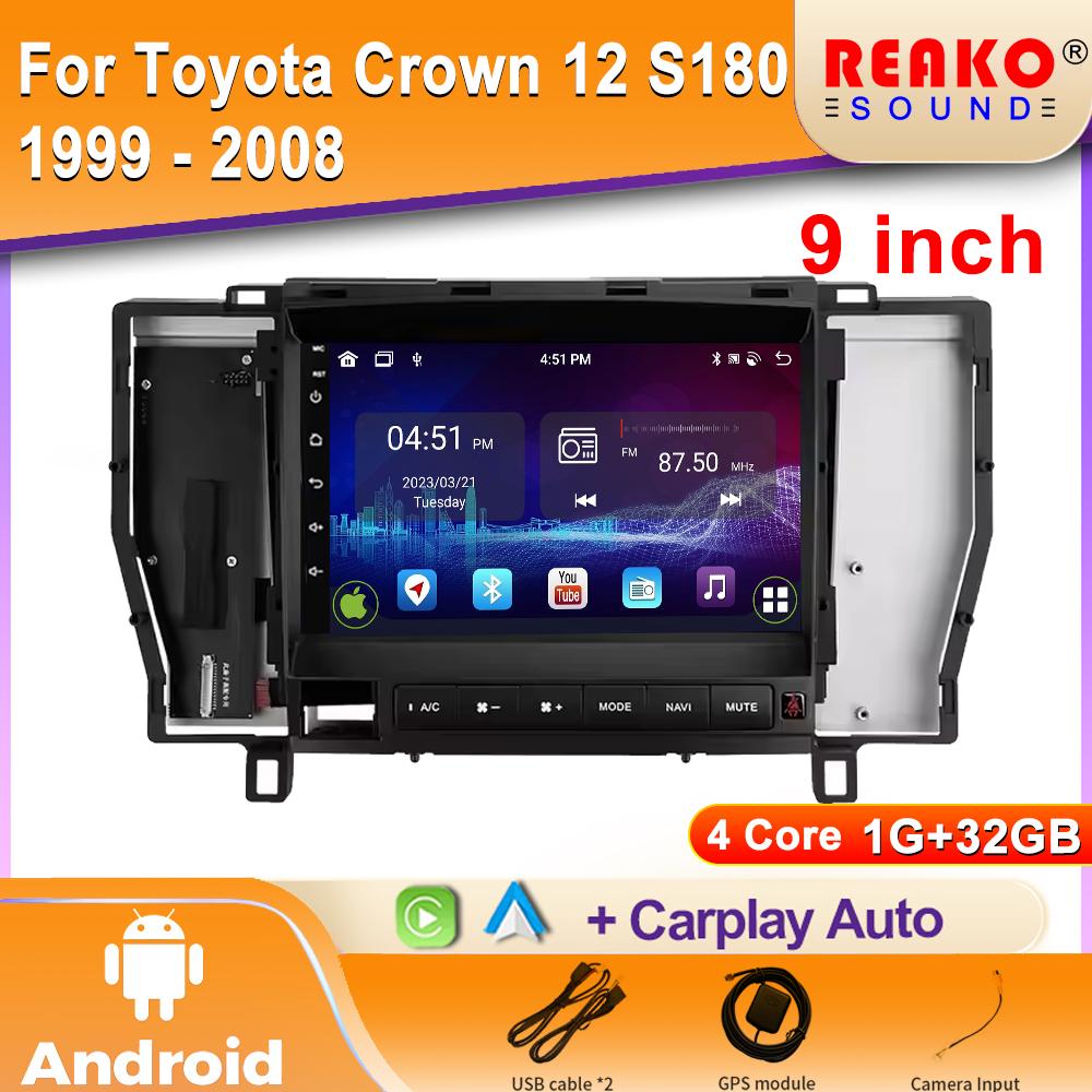 Android For Toyota Crown 12 S180 1999 - 2008 Car Radio Stereo Multimedia Player GPS Navigation 5G WIFI High-performance CPU