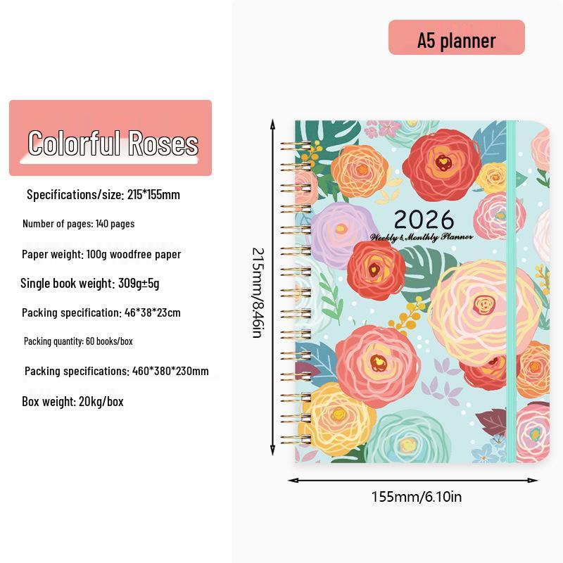 2026 English Student Weekly A5 Planner Coil Notebook