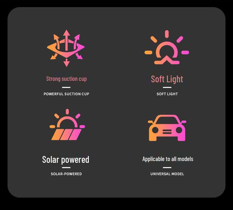 Smiley Face Triangle Solar Neon LED Light for Car Interior Atmosphere – Six Colors
