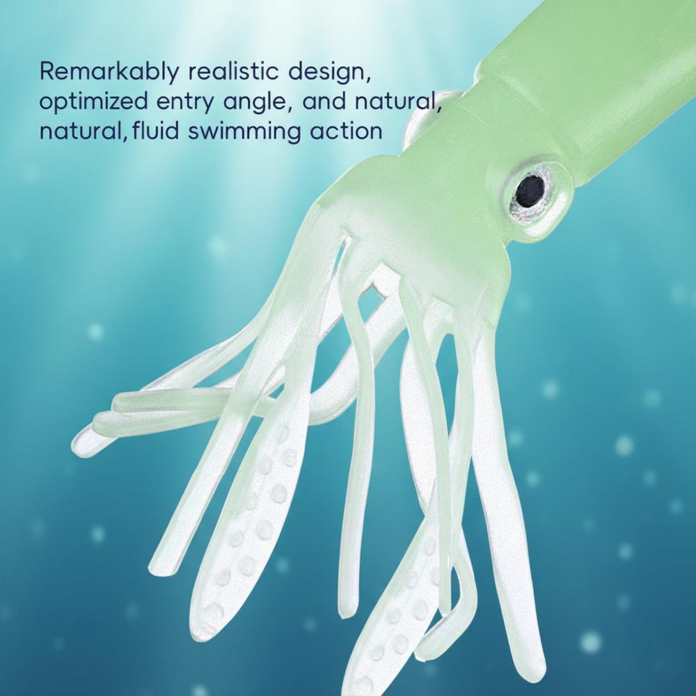Luminous Soft Squid Lures Hollow Biomimetic Octopus Head Wobbler Deep Sea Boat Trolling Fake Bait 3D Squid Bait for Fishing