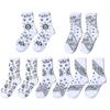 Male Sports Female Street Women Hosiery Korean Style Socks Middle Tube Socks Paisley Flower Socks