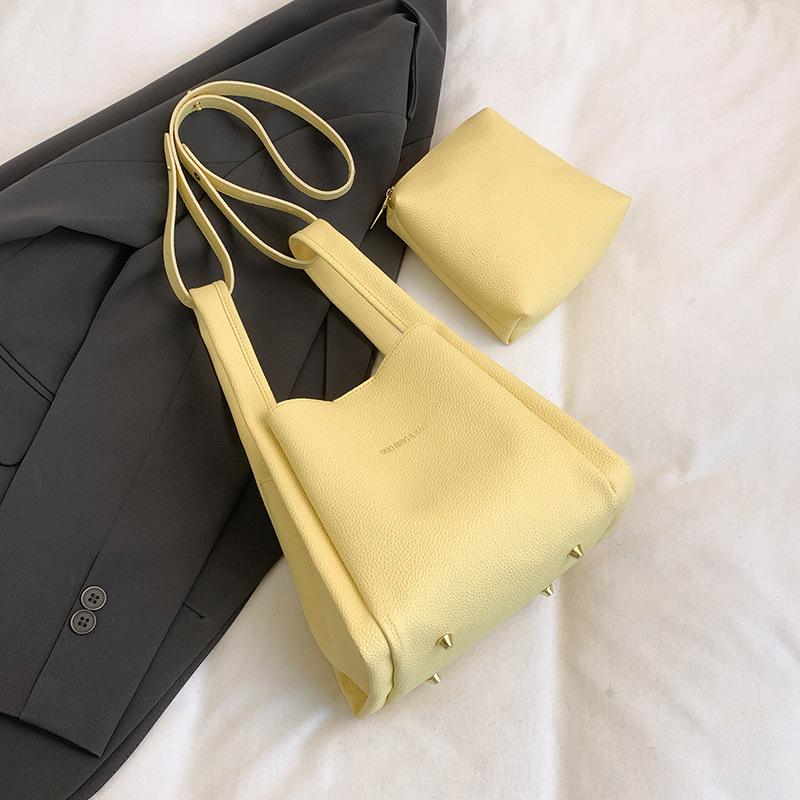 

Женская сумка весна 2025 новая сумка-ведро через плечо большая вместительная сумка высокого класса одно плечо сумка для детей и мам жёлтый