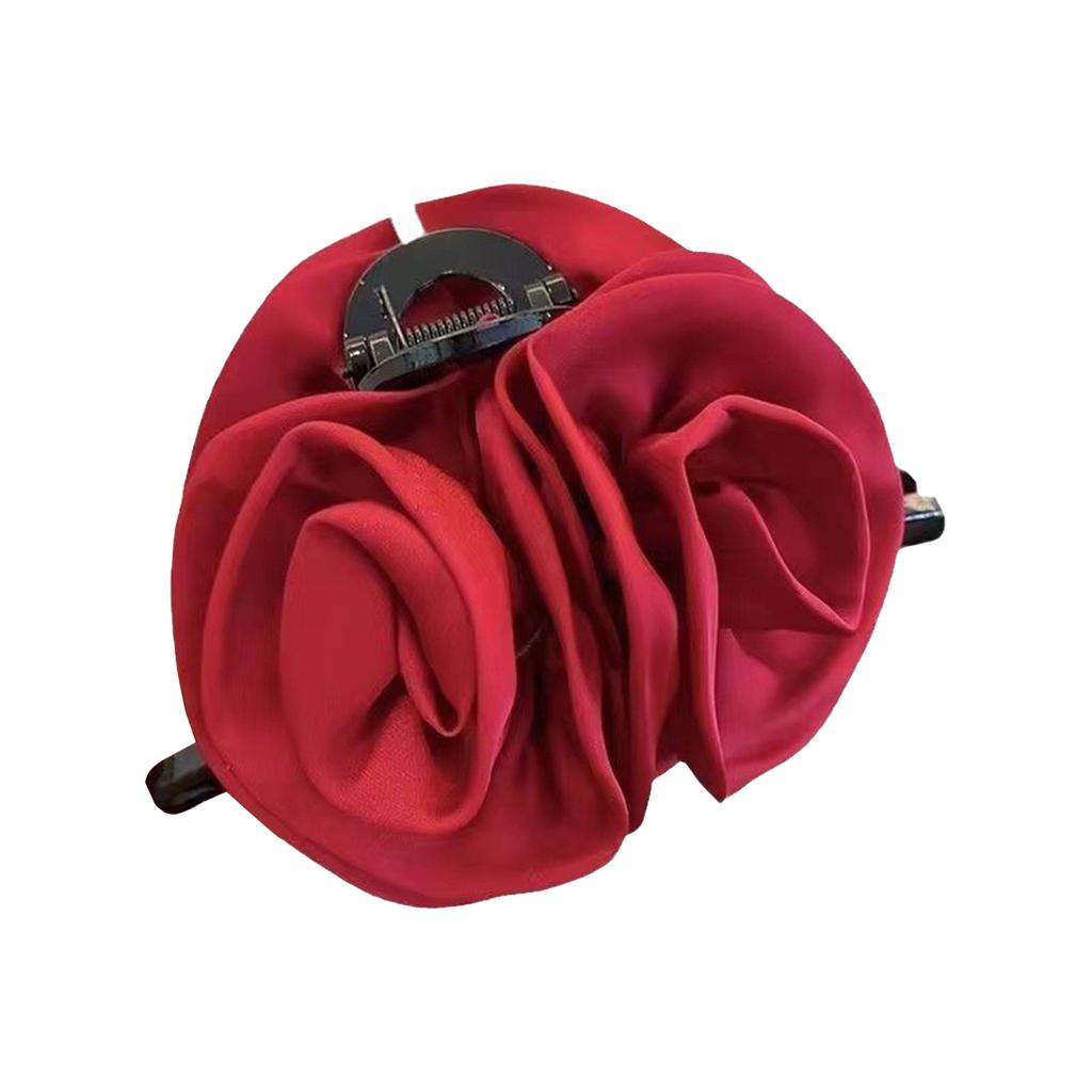 Trendy Flower Hair Claw Elegant Satin Rose Shark Hair Gripper For Women Girls Daily Life Fashion Hair Clip Hair Accessories
