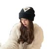 Triangle standard embroidered knitted hat men's and women's casual big head circumference wool hat autumn and winter warm face small hat